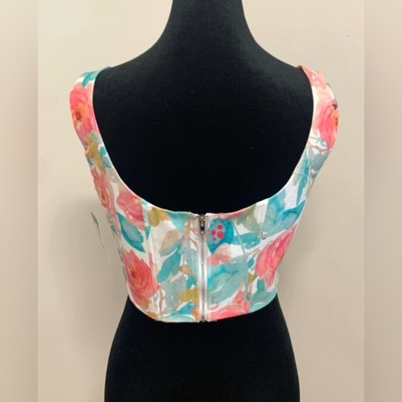 Floral Print Women's Elsie and Fred Brand Corset Style Top - Picture 2 of 12
